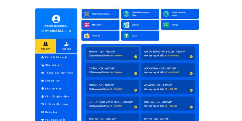 Hướng dẫn chi tiết cách nạp tiền 88CLB nhanh chóng